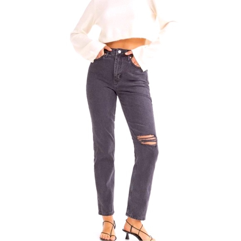 H&M &denim Black Vintage High-Waisted Straight Leg Jeans Size 6